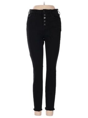 Carly Jean Los Angeles Black High-Rise Button-Fly Skinny Jeans